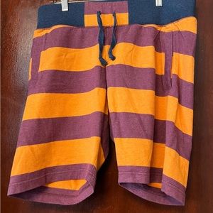 Men’s Onassis 100% Cotton Orange Striped Jersey Shorts with front/back pockets